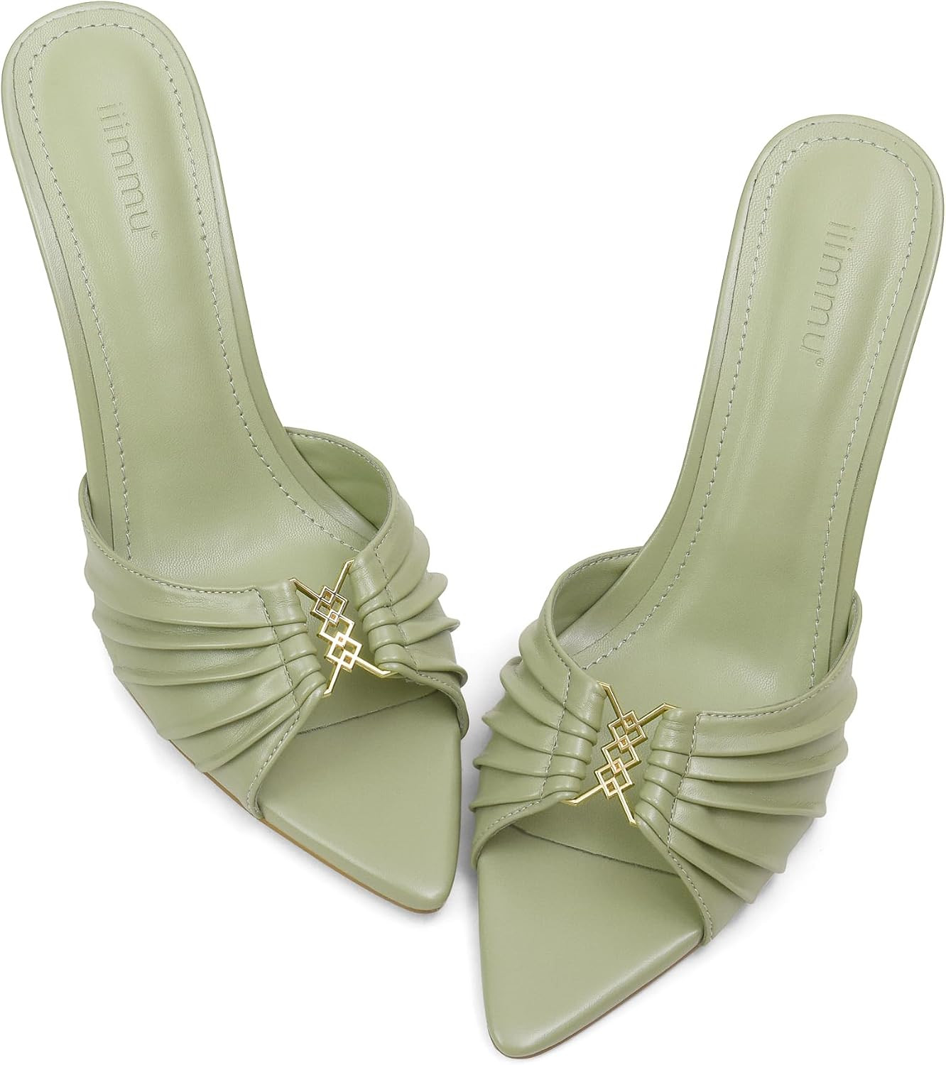 3.5 IN Stiletto Mules Heels with Gold Accents | Amazon (US)