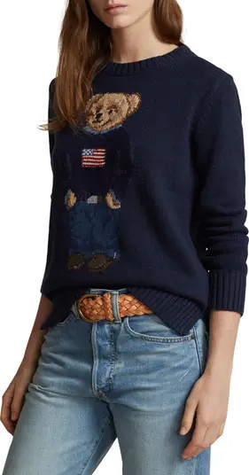 Polo Ralph Lauren Bear Graphic Cotton & Linen Crewneck Sweater | Nordstrom | Nordstrom