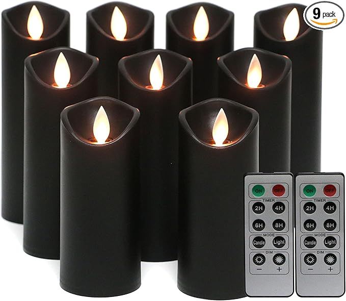 Kitch Aroma Black flameless Candles, Black Candles Battery Operated LED Pillar Candles with Movin... | Amazon (US)