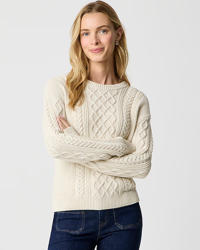 Cable crewneck sweater | J.Crew Factory