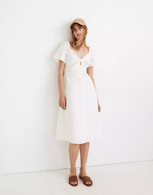 Eyelet Tie-Front Midi Dress | Madewell