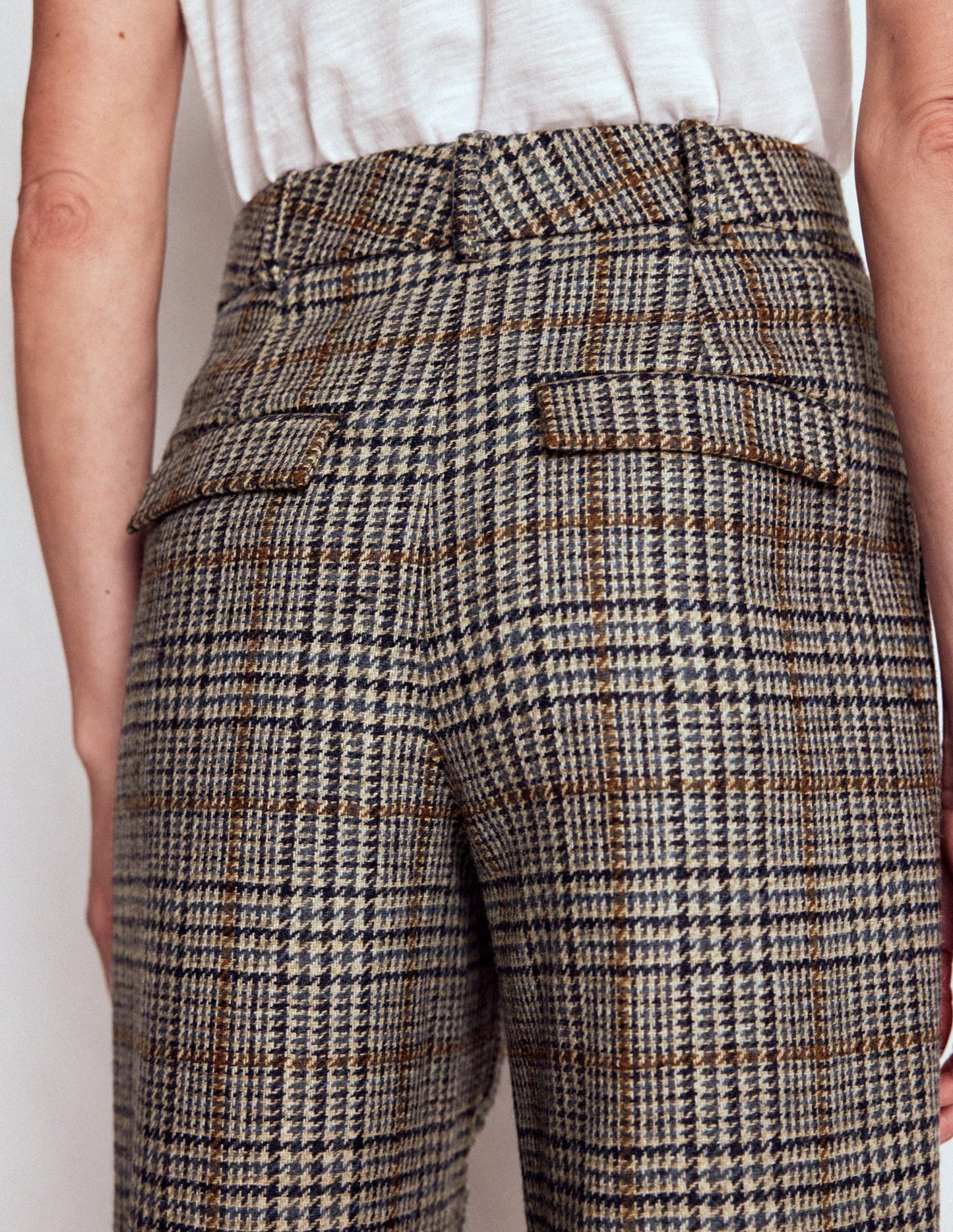 Bloomsbury Wool Pants-Blue and Grey Prince of Wales | Boden (US)