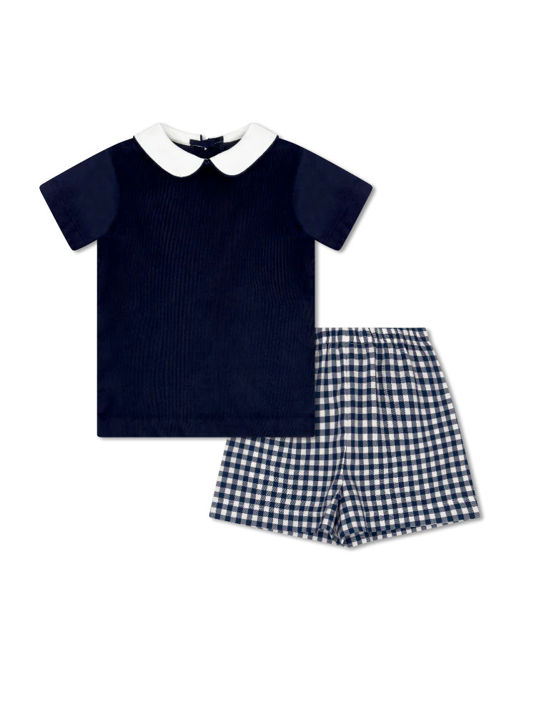 Sibley Short Set - Norris Navy, Blue Ridge Check (FW25) | Lullaby Set