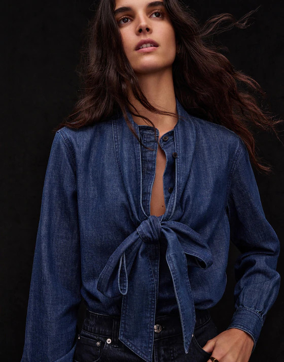 Denim Tie-Neck Shirt | Madewell