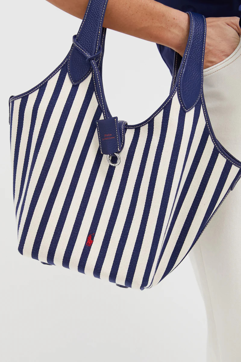 Ink and White Stripe Polo Medium Canvas Tote | Tuckernuck (US)