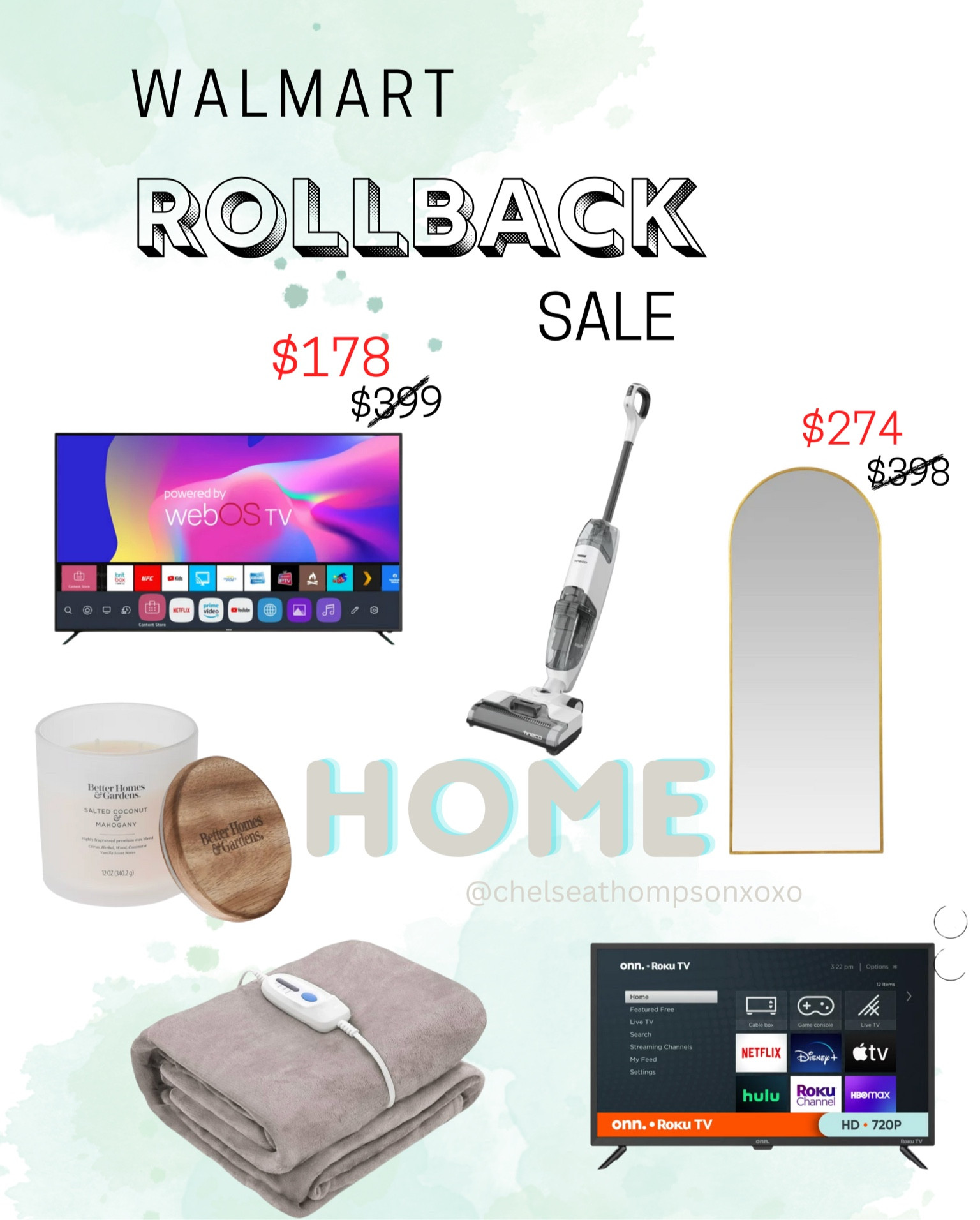 Walmart rollback sale going on now! Great prices on many home items. 

Mirror, tv, heated blanket, candles, wet mop vacuum

#LTKhome #LTKsalealert #LTKHoliday