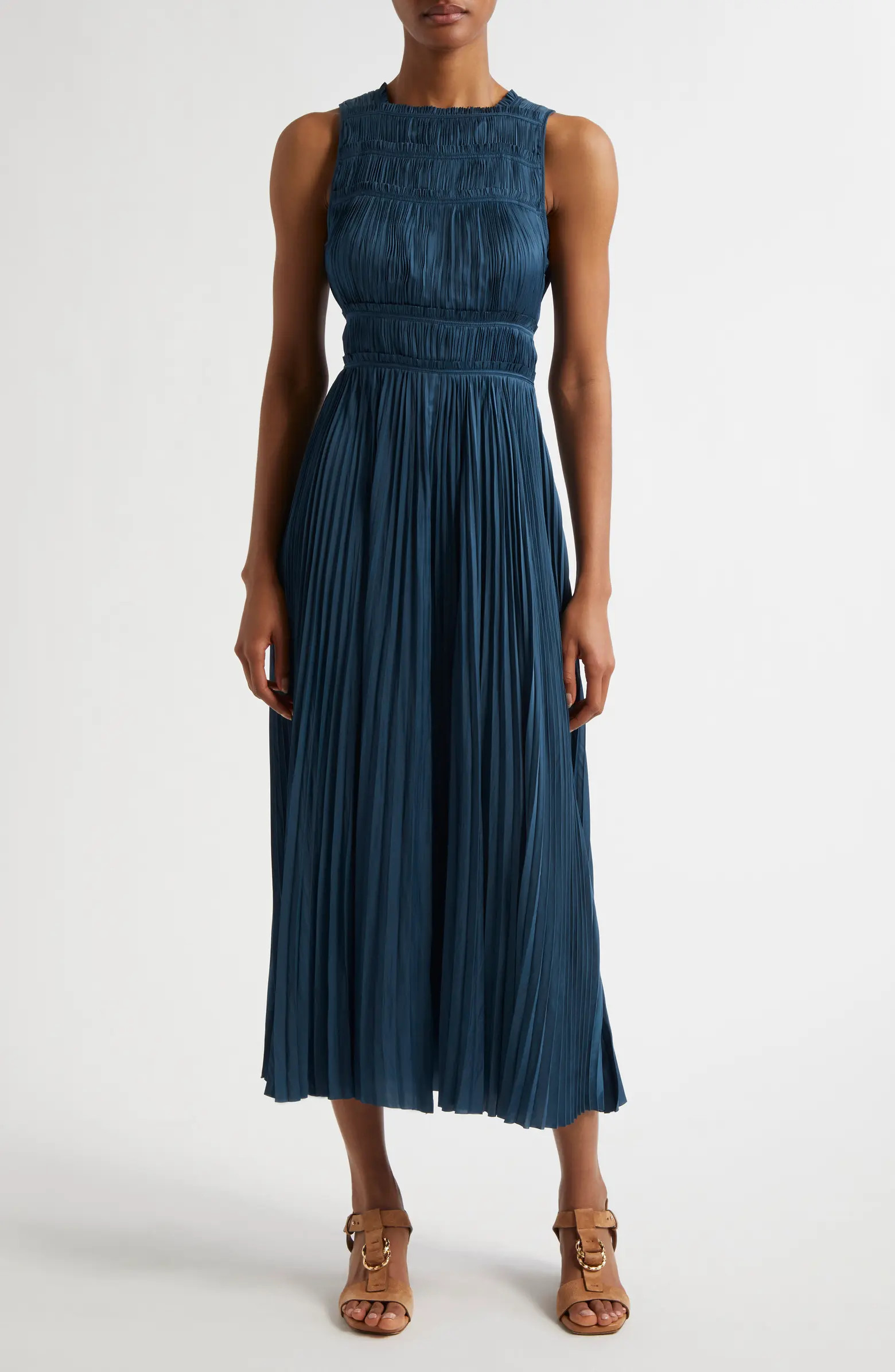 Ulla Johnson Elle Plissé Satin Dress | Nordstrom | Nordstrom
