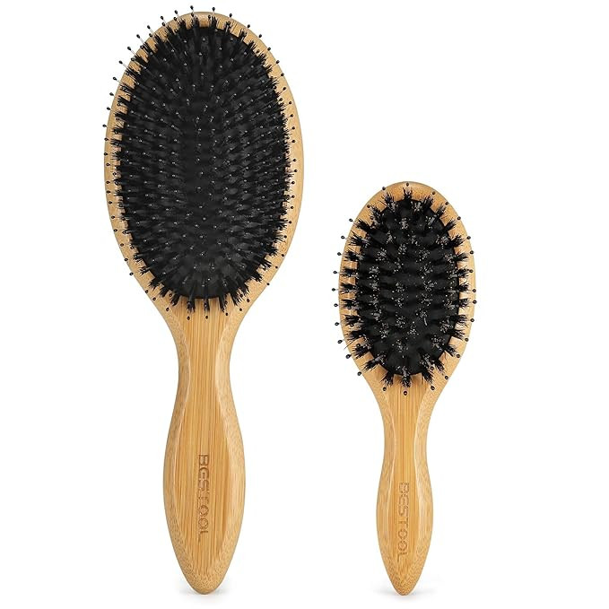 BESTOOL Hair Brush (Regular & Small), Boar Bristle Hair Brushes for Women Men Kids Thick Fine Cur... | Amazon (US)
