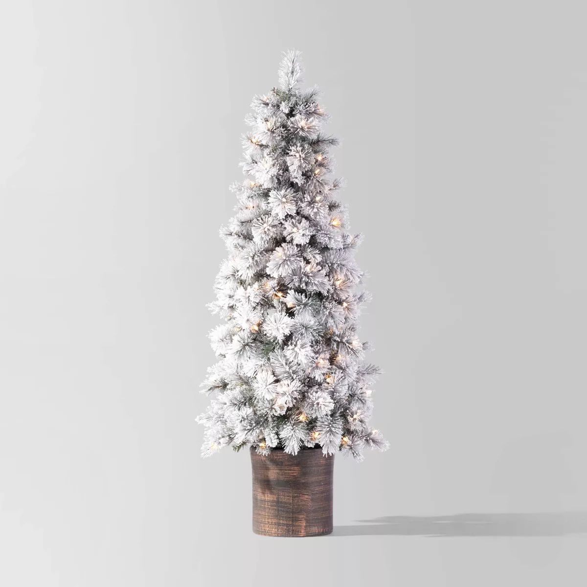 5' Pre-Lit Flocked Virginia Pine Potted Artificial Christmas Tree Clear Lights - Wondershop™: R... | Target