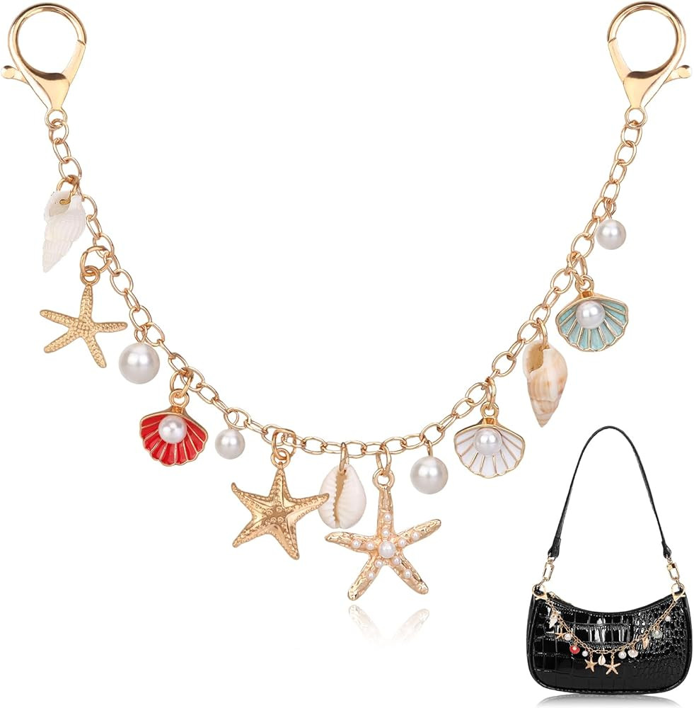 FOWSRHRG Seashell Bag Charms for Handbags, Bag Chains Purse Charms for Women, Purse Keychain for ... | Amazon (US)