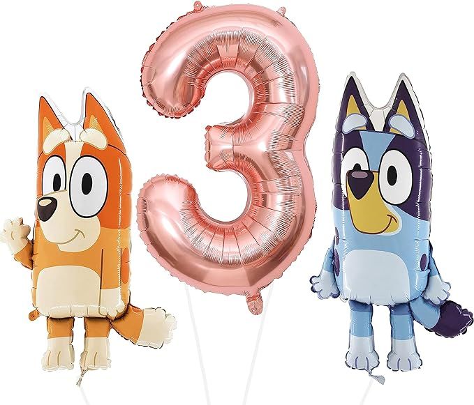 Toyland® Bluey & Bingo Foil Balloon Birthday Pack - 2 x 32 Character Balloons & 1 x 40 Number Ba... | Amazon (US)