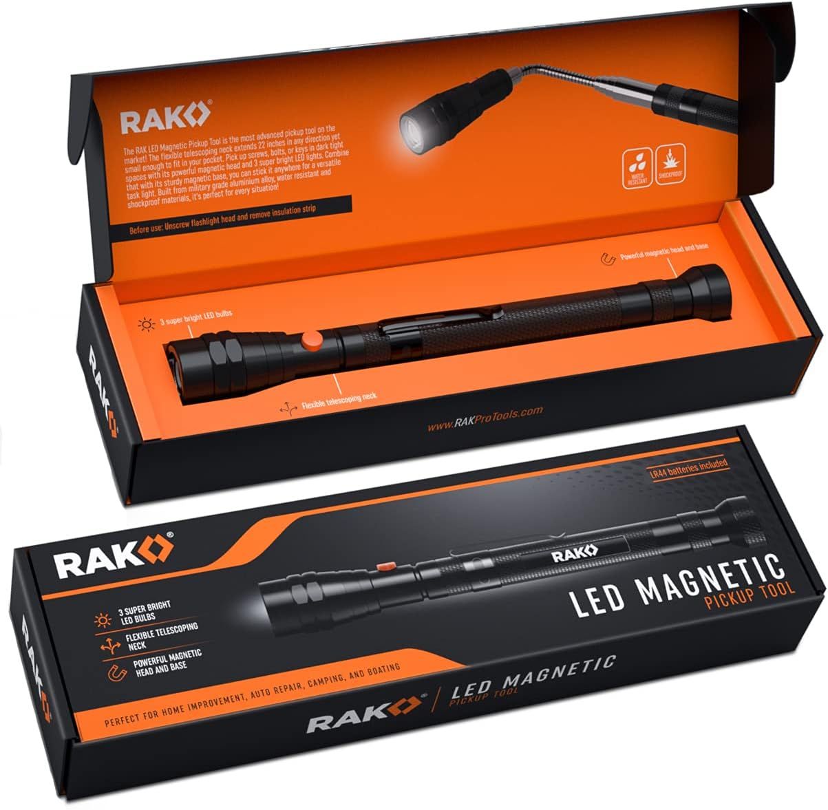 RAK Magnetic Pickup Tool - Telescoping Magnet Stick with 3 LED Lights and Extendable Neck up to 2... | Amazon (US)