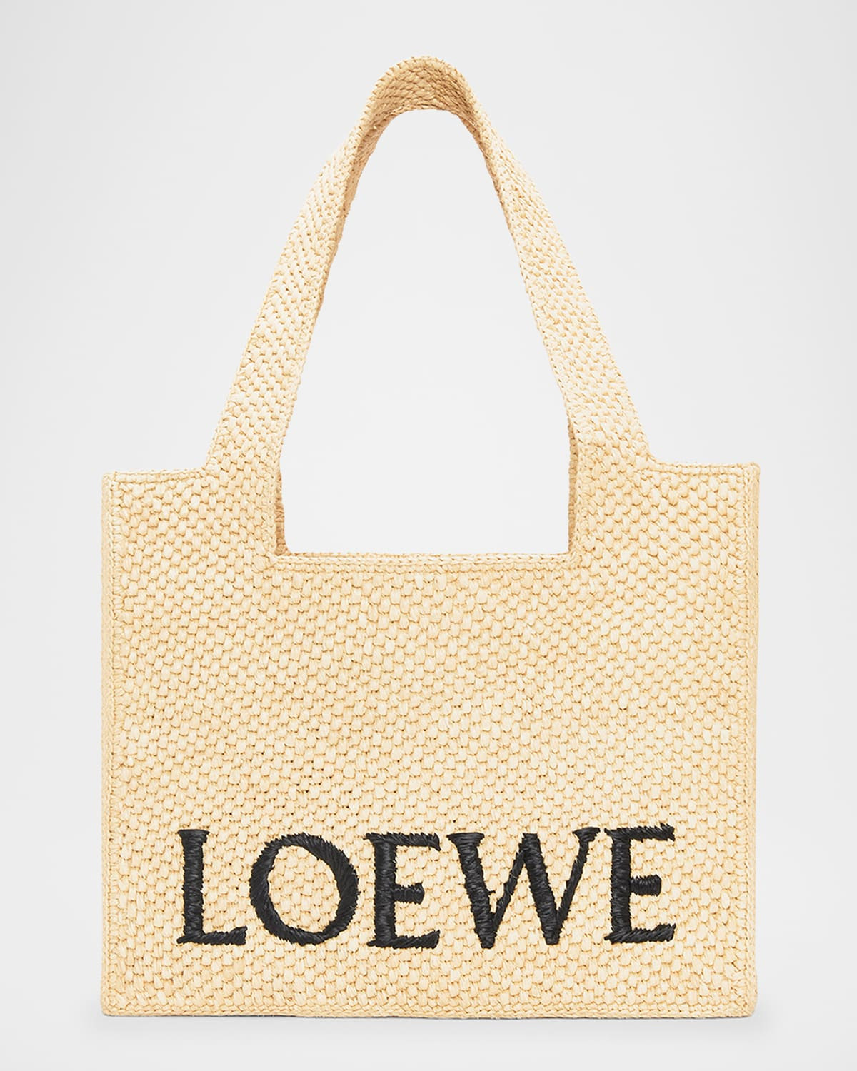 x Paula's Ibiza Font Logo Medium Tote Bag in Raffia | Neiman Marcus