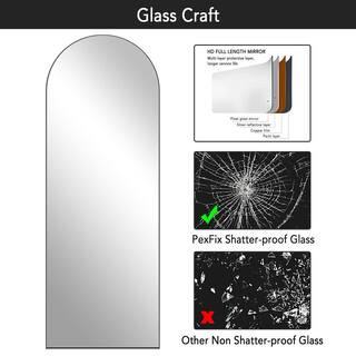 65 in. x 22 in. Modern Arched Shape Framed Black Standing Mirror Full Length Floor Mirror | The Home Depot