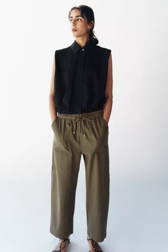 TAPERED PANTS WITH ELASTIC WAIST | Zara US