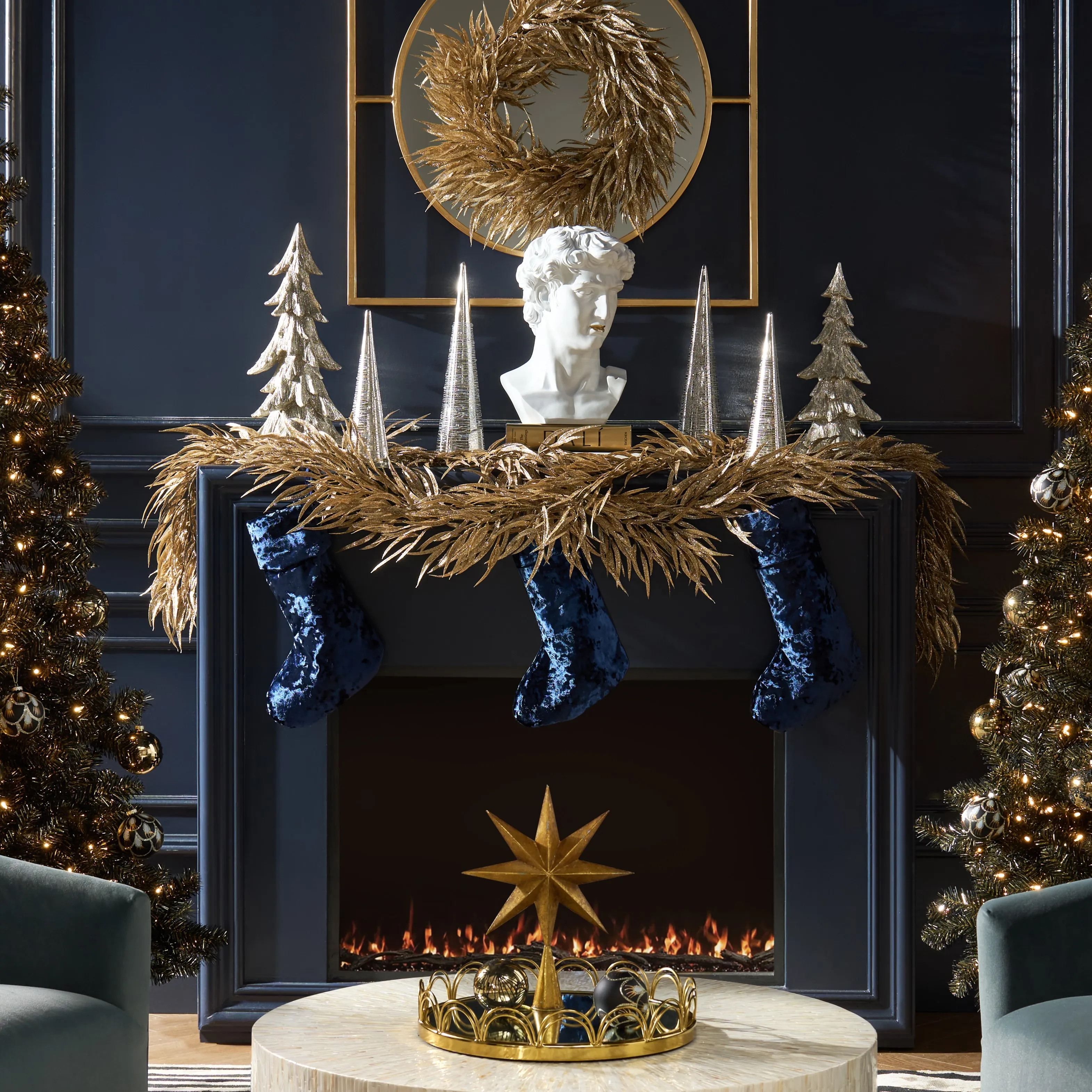 Pre-Lit Black And Gold Tree 7' | Z Gallerie