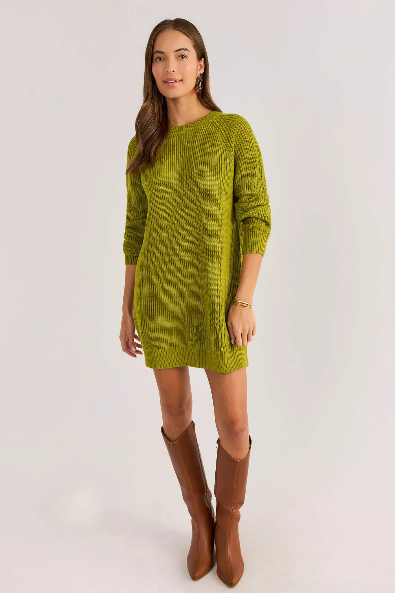 Green Short Sweater Dress | Avara