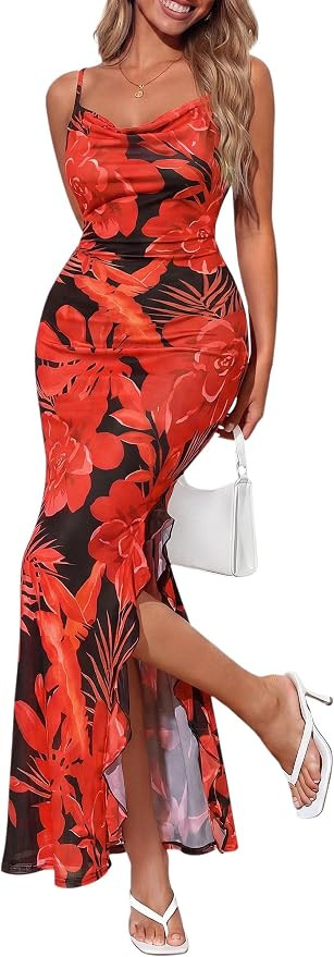 PRETTYGARDEN Womens Floral Bodycon Maxi Sun Dresses | Amazon (US)