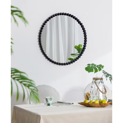 32 Inch Round Wall Mirror with Beaded Metal Frame | Target