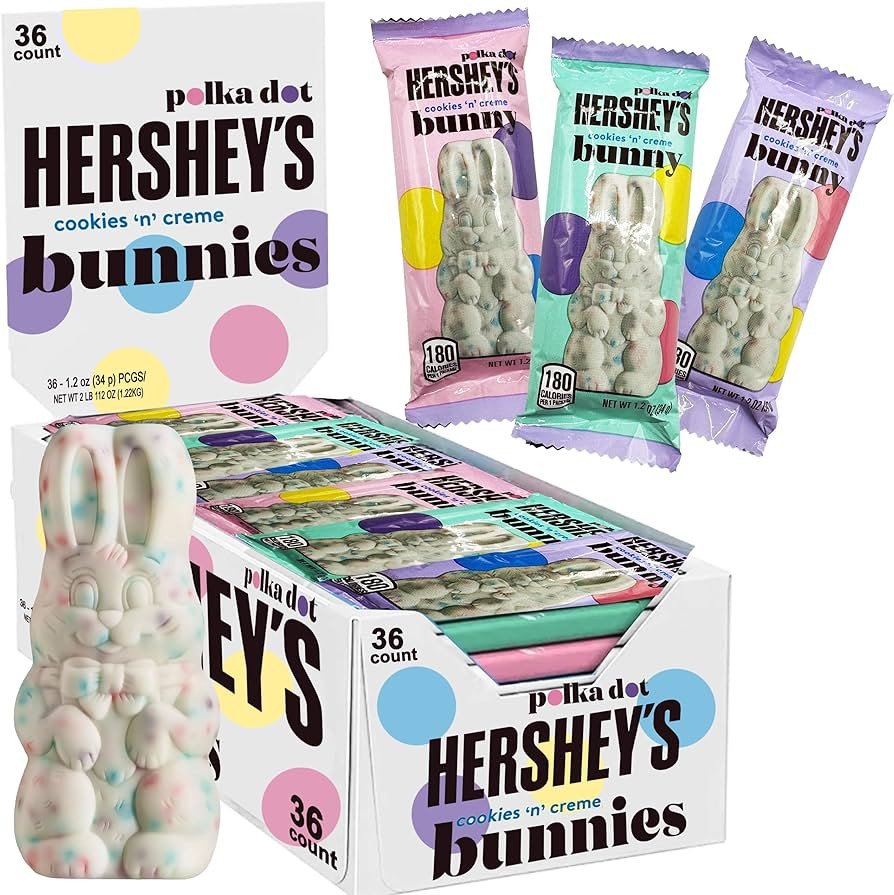 Hershey's Bunny Chocolate Bar, Easter Candy Bulk, Cookies and Creme Polka Dot Bunny, 1.2 Ounce, P... | Amazon (US)
