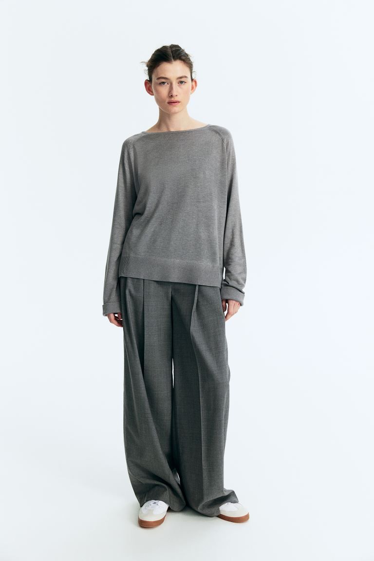 Fine-knit jumper - Grey - Ladies | H&M GB | H&M (UK, MY, IN, SG, PH, TW, HK)