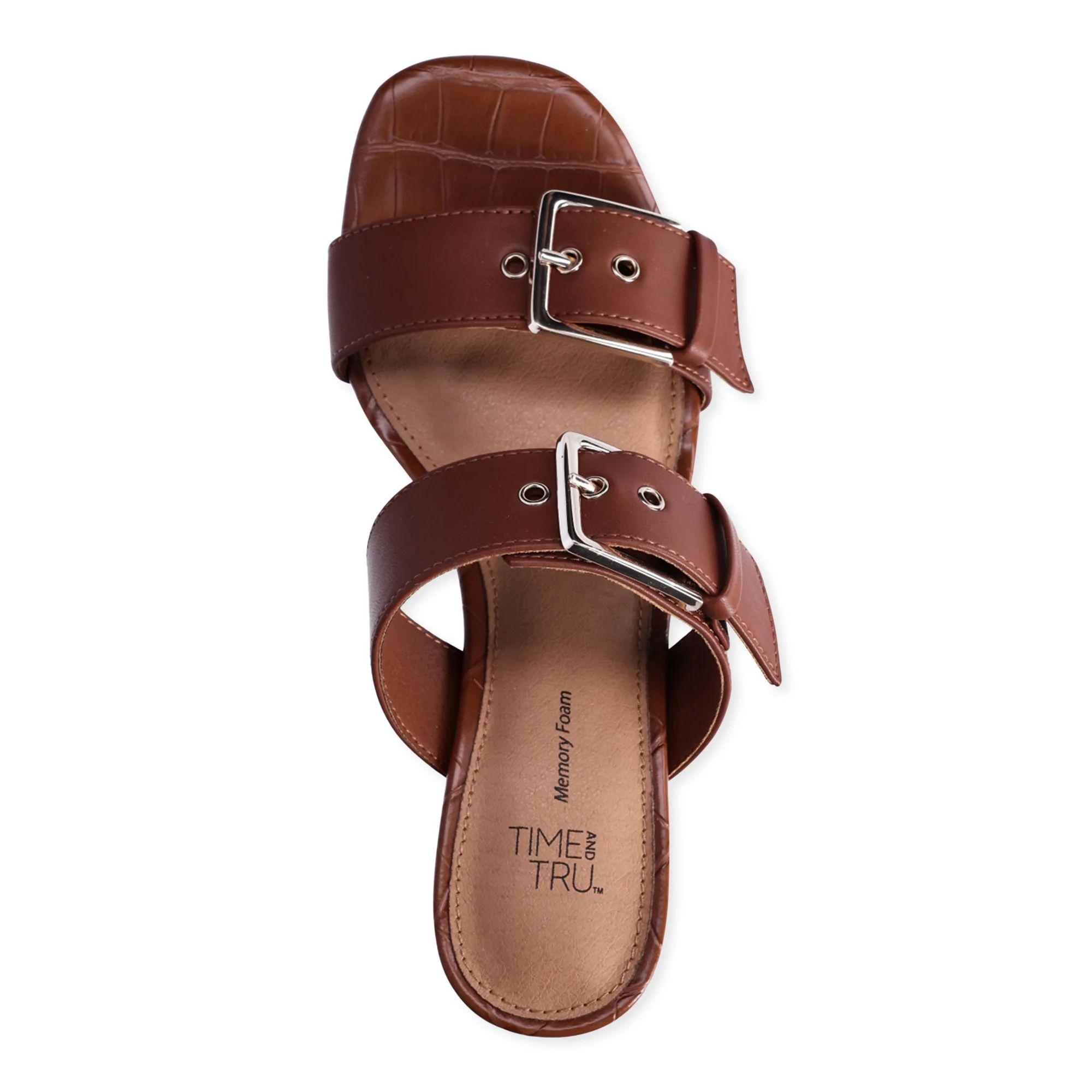 Time and Tru Women's Double Buckle Block Heel Sandals, Sizes 6-11 | Walmart (US)
