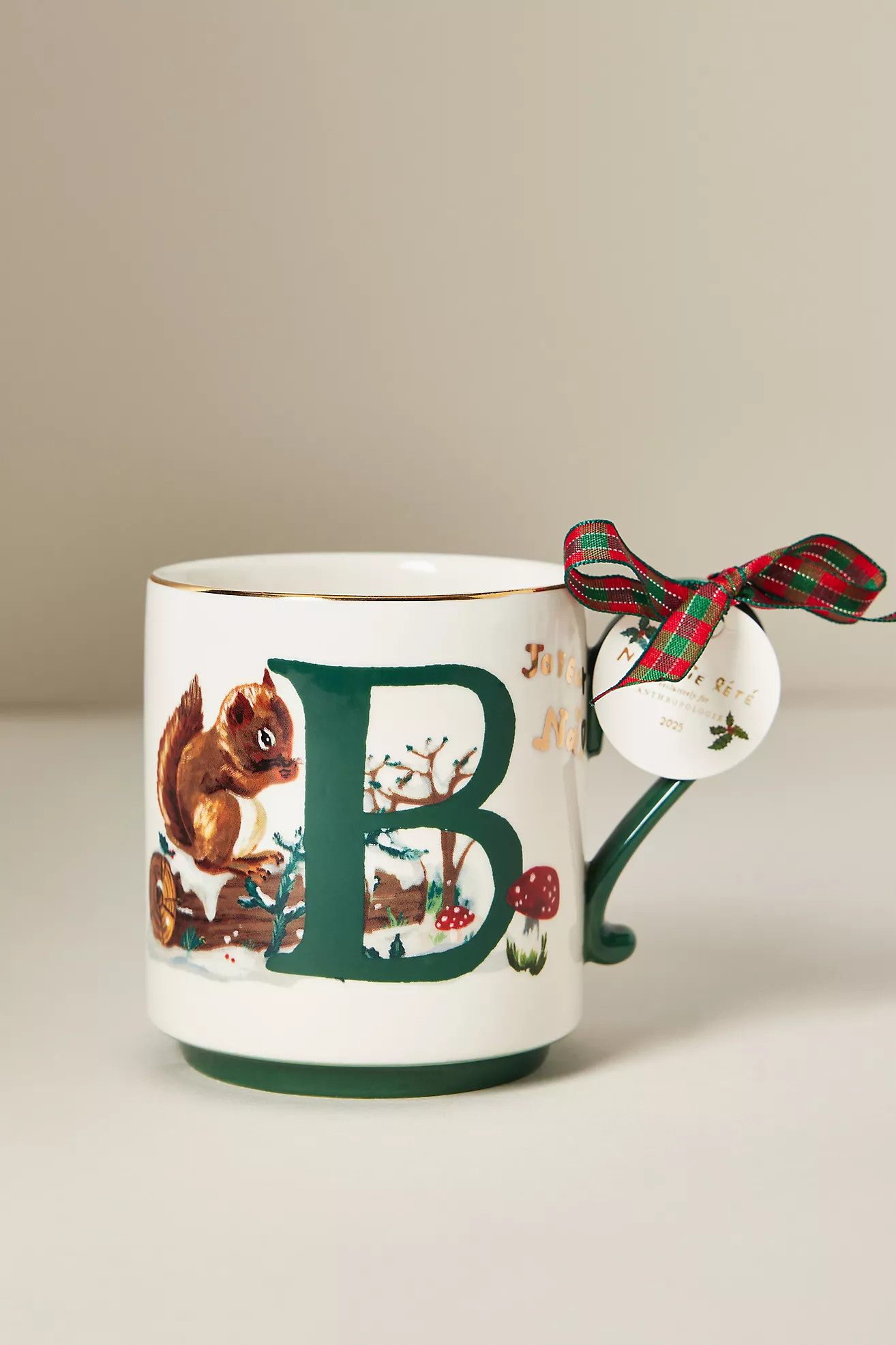 Nathalie Lete Stoneware Holiday Monogram Mug | Anthropologie (US)