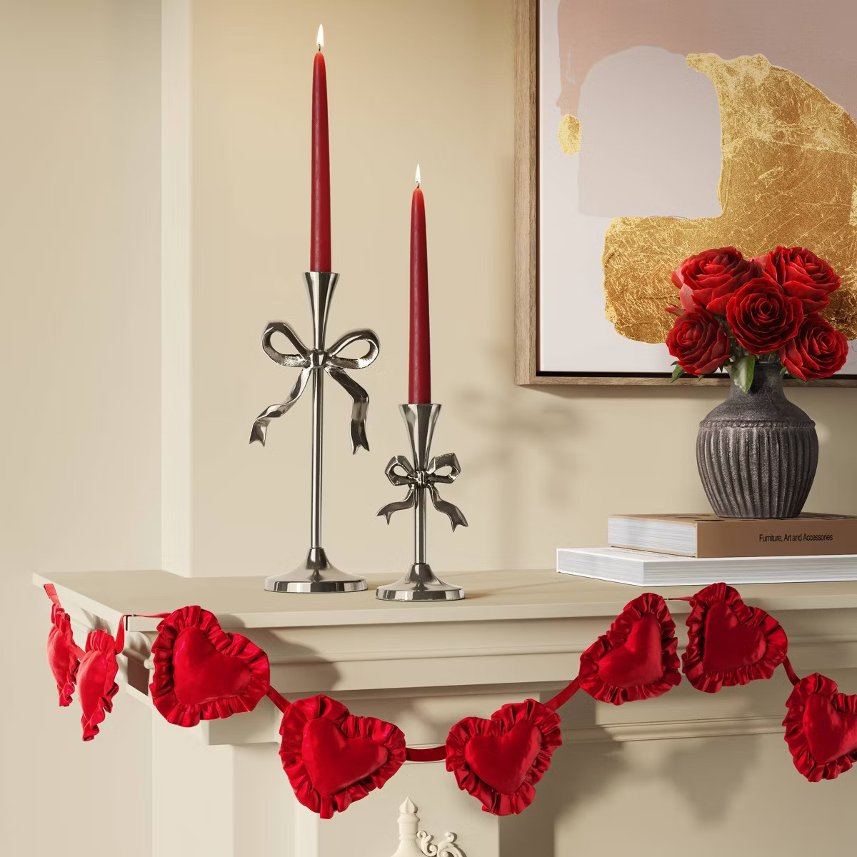 Valentine's Day Bow Taper Candle Holder Silver - Threshold™ | Target