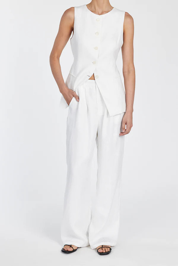 NORAH WHITE LINEN PANT | DISSH