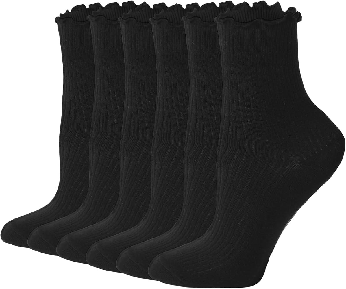 ACCFOD Womens Ruffle Socks Cute Frilly Ankle Socks Quarter Crew Socks for Women Girl | Amazon (CA)