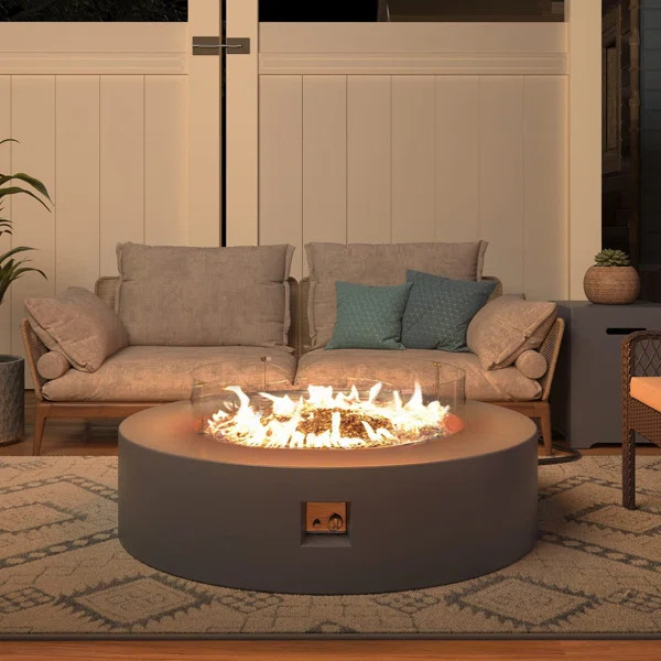 13" H x 42" W Iron Propane Outdoor Fire Pit Table with Lid | Wayfair North America