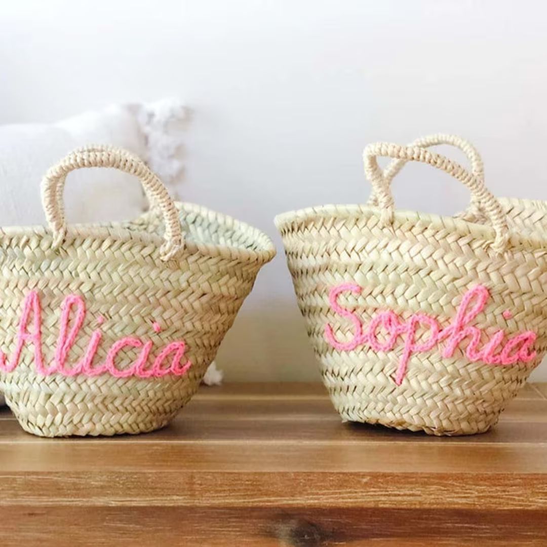 50% Off PERSONALIZED BASKET,bridal shower bags,customized straw bags,custom beach bag,straw tote,... | Etsy (US)