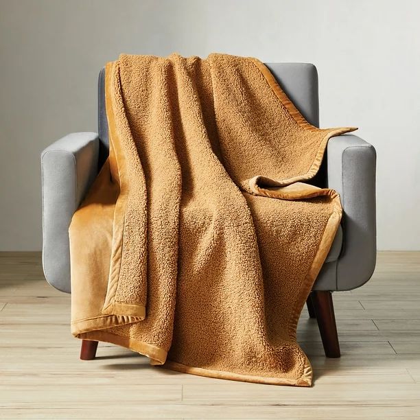 Better Homes & Gardens Teddy Faux Fur Throw Blanket, Caramel Beige, Standard Throw | Walmart (US)