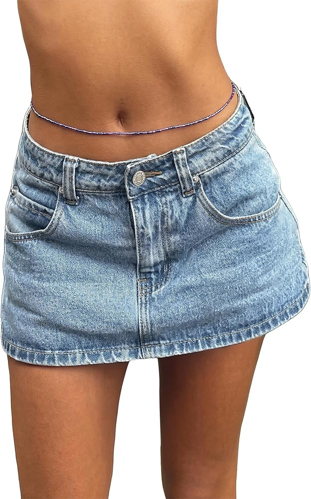 EMMIOL Skirts for Women Mid/Low Rised Sexy Mini Dress 2026 Trendy Summer Y2k Clothes Denim Skirt | Amazon (US)