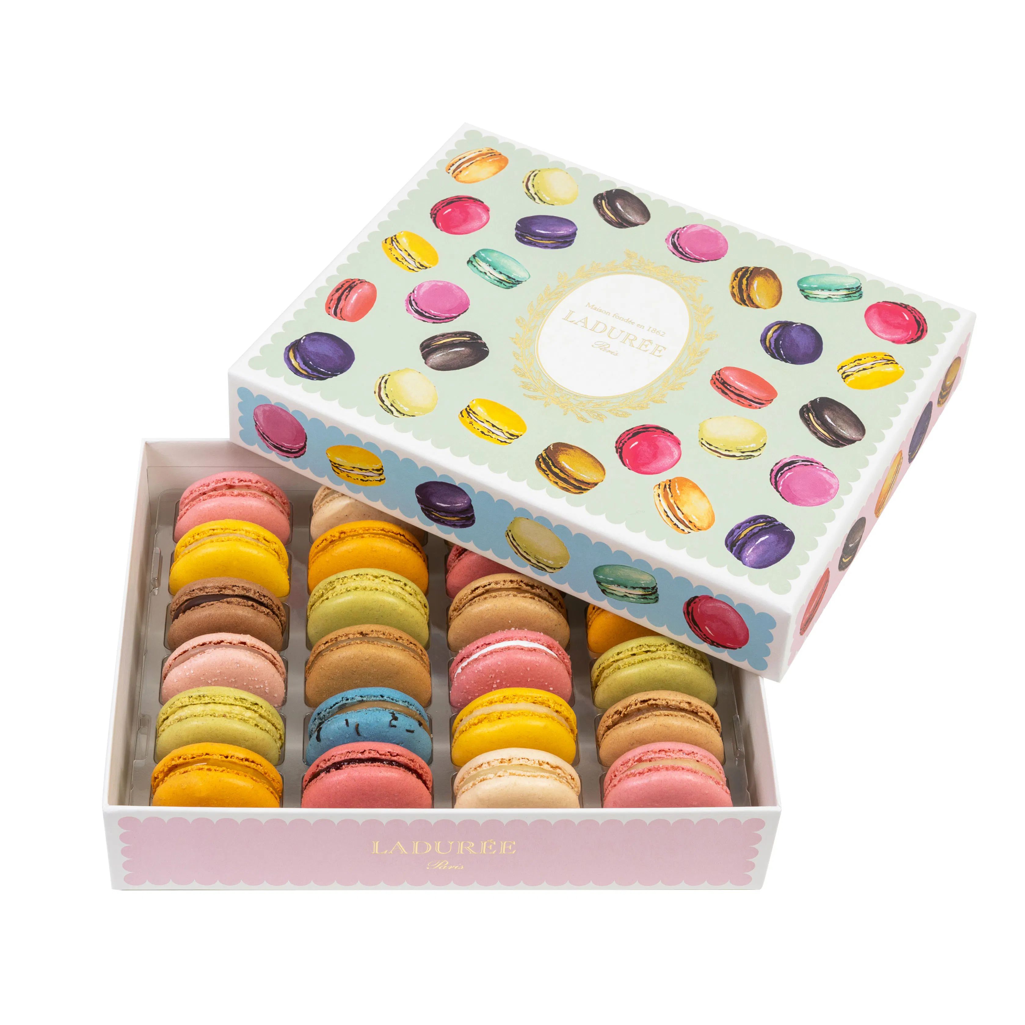 Gourmandise - Box of 24 Macarons by Ladurée Paris | Goldbelly | Goldbelly