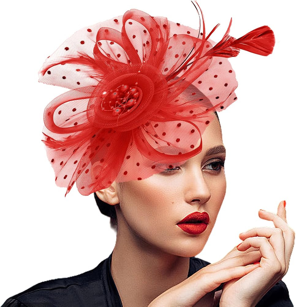 JUNBESTN Fascinators Hat Tea Party Headwear for Women Flower Mesh Feathers Headband | Amazon (US)