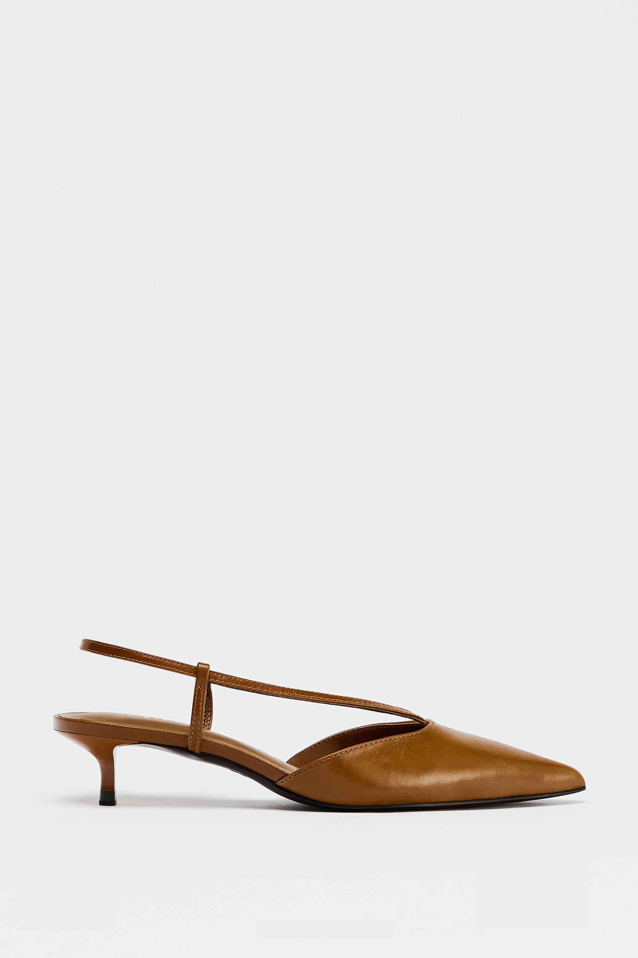 LEATHER SLINGBACK SHOES | Zara US