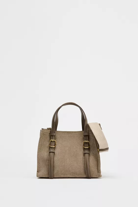 Mini shopper bag. Handles and removable crossbody strap. Interior zip pocket. Magnetic closure.He... | Zara US