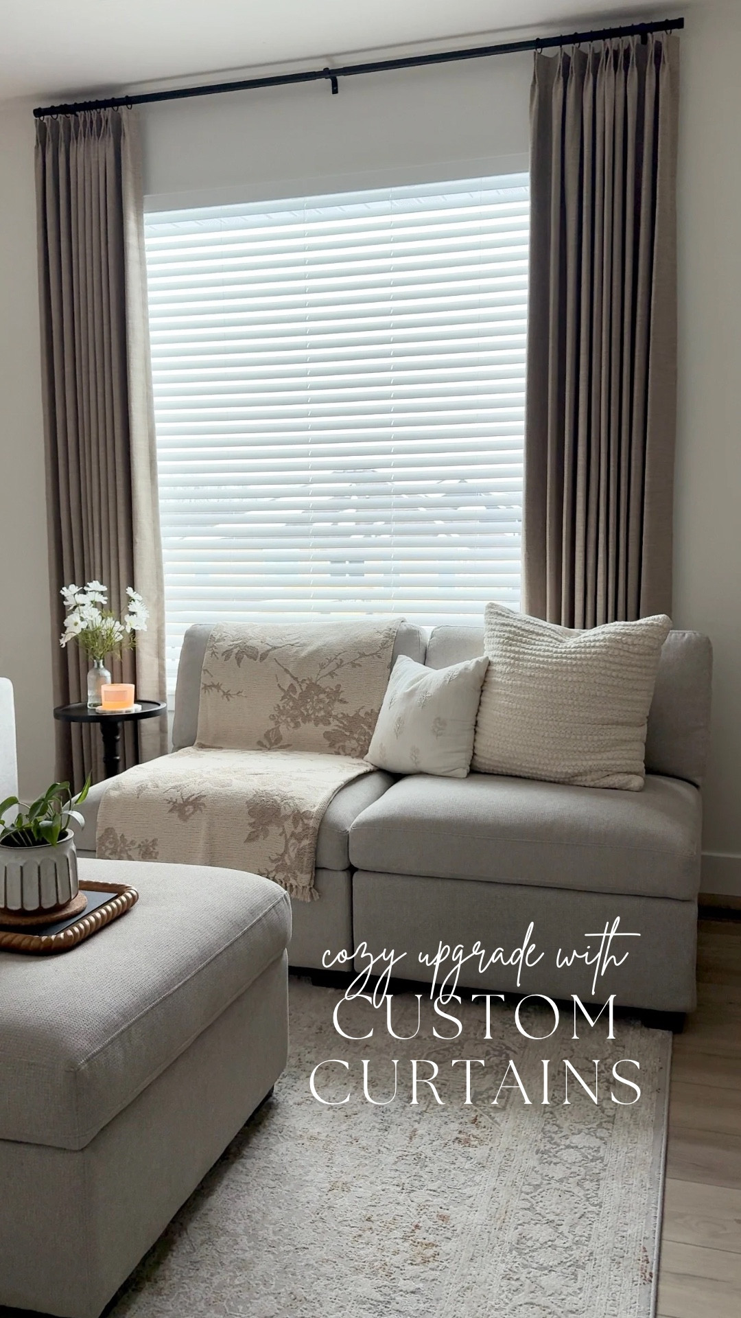 A gloomy day spent hanging curtains turned into the coziest upgrade—seriously the best quality, and the custom options mean you get exactly what you need for your space. Such a simple change, but it made the biggest difference ✨

Use code KRISTIN17 for 17% off!

Featured Curtains:
Lille Linen with Memory Training
Color - Grey Beige
Header - Double Pinch Pleat
Width - 51”
Length - 103”
90% Blackout Liner
Ceiling Height: 9 feet

#LTKHome
