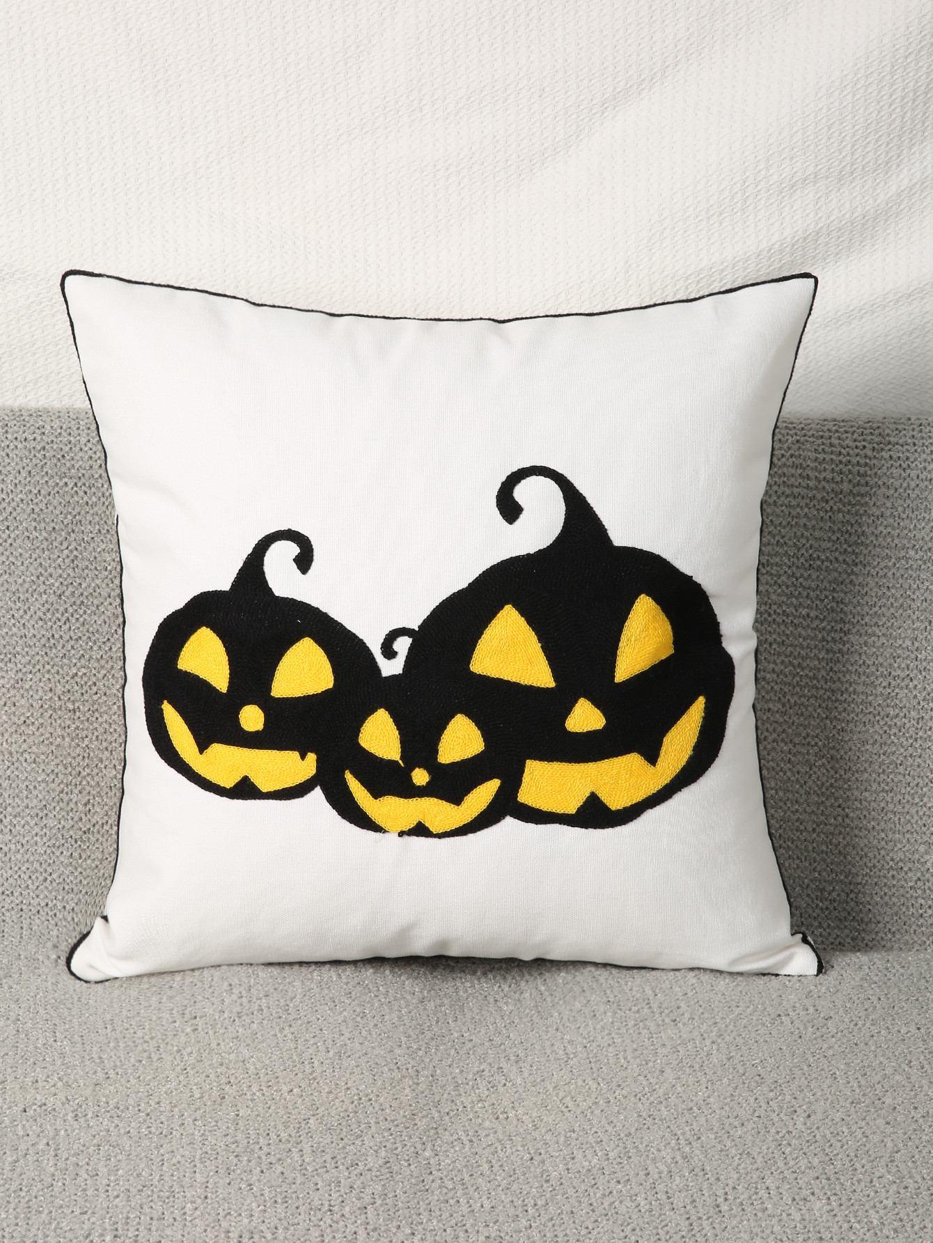 1pc Halloween Pumpkin Embroidered Cushion Cover Without Filler, Polyester Decorative Throw Pillow... | SHEIN