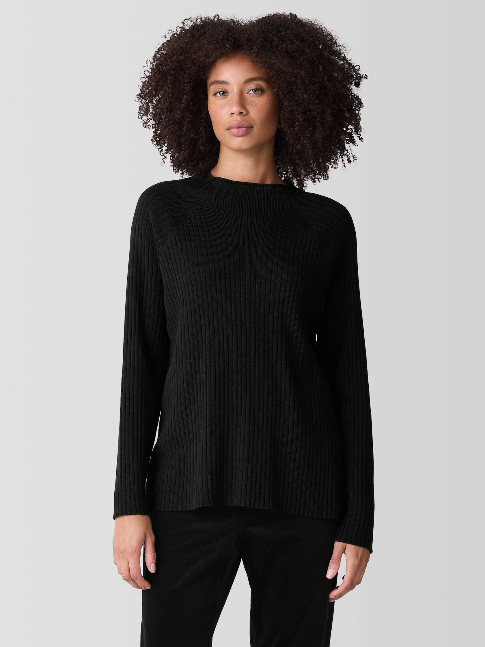 Peruvian Cotton Blend Funnel Neck Top | Eileen Fisher