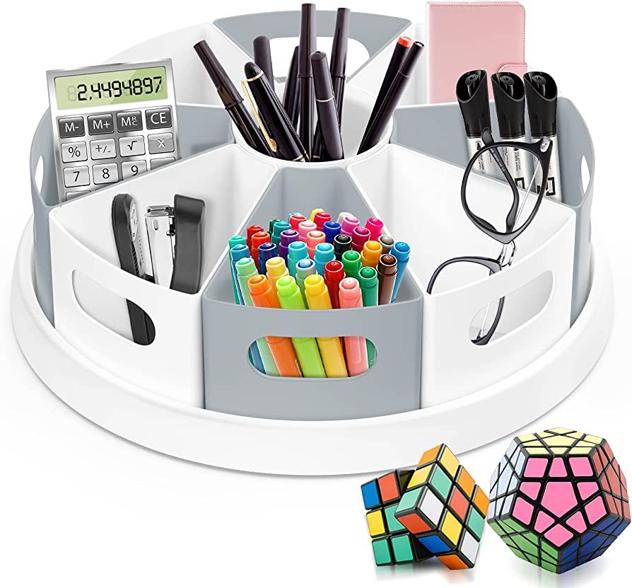 MeCids 360 Rotating Storage Organizer Desk Organizers Pen Holder– 12” Lazy Susan Style Caddy ... | Amazon (US)