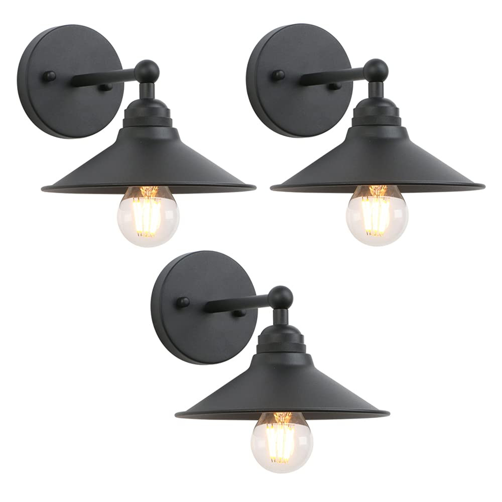 Yosoan Set of 3 Indoor Reading Wall Sconce, Hardwired Vanity Vintage Industrial Modern Wall Mount... | Amazon (US)