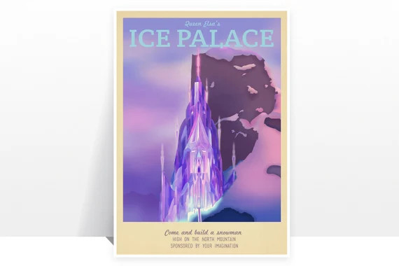 Retro Travel Poster - Disney - Elsa's Palace - MANY SIZES - Frozen Anna Olaf Ice Castle Magic Kid... | Etsy (US)