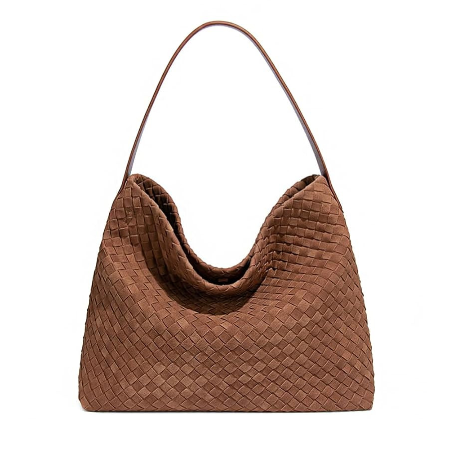 KlaOYer Woven Faux Suede Tote Bag for Women Large Vegan Hobo Purse Summer Travel Shoulder Bag Cro... | Amazon (US)