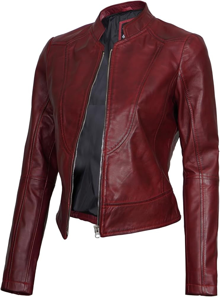 Blingsoul Leather Jacket Women - Cafe Racer Real Lambskin Womens Leather Jacket | Amazon (US)
