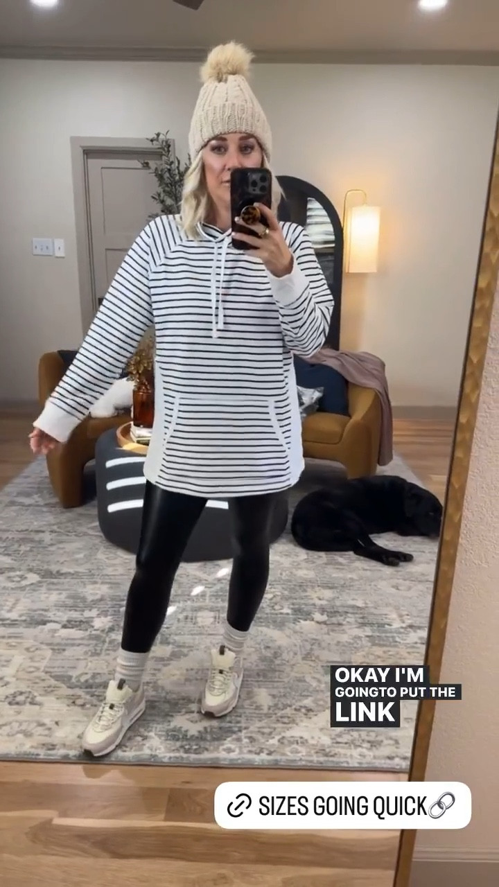 Walmart tunic - medium, need large Leather leggings - medium 

#LTKStyleTip #LTKTravel #LTKActive