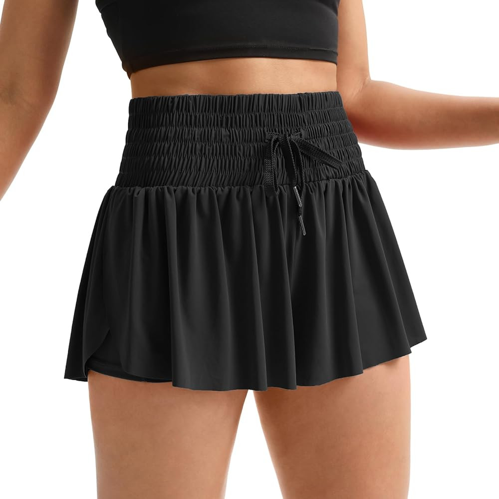 Flowy Shorts for Women High Waisted Gym Yoga Athletic Workout Running Tennis Skirt Comfy Skort Cu... | Amazon (US)