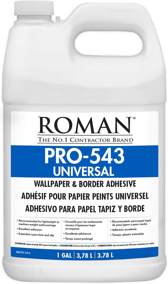 ROMAN Products 207811 PRO-543 Universal Wallpaper and Border Adhesive, 1 Gal, 250 Sq. Ft, White (... | Amazon (US)