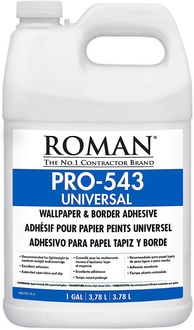 ROMAN Products 207811 PRO-543 Universal Wallpaper and Border Adhesive, 1 Gal, 250 Sq. Ft, White (... | Amazon (US)